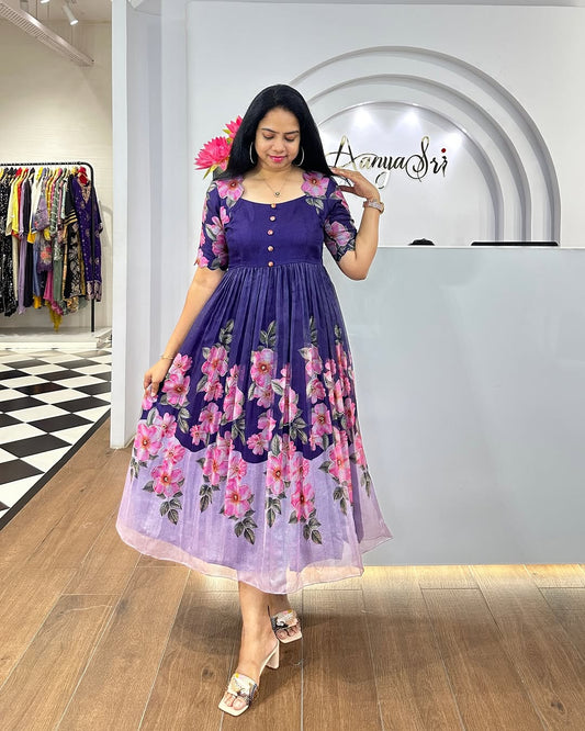 Henny kota chex western long gown for women.