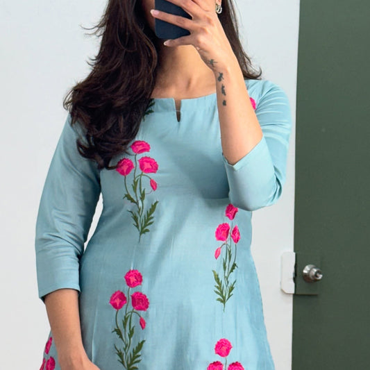 Jumun embrodairy butta work A-line kurta set for women