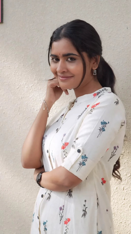Ruhani Floral Cotton Kurti-Set