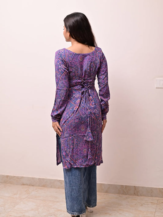 Shandar Cotton printed slit cut kurti.