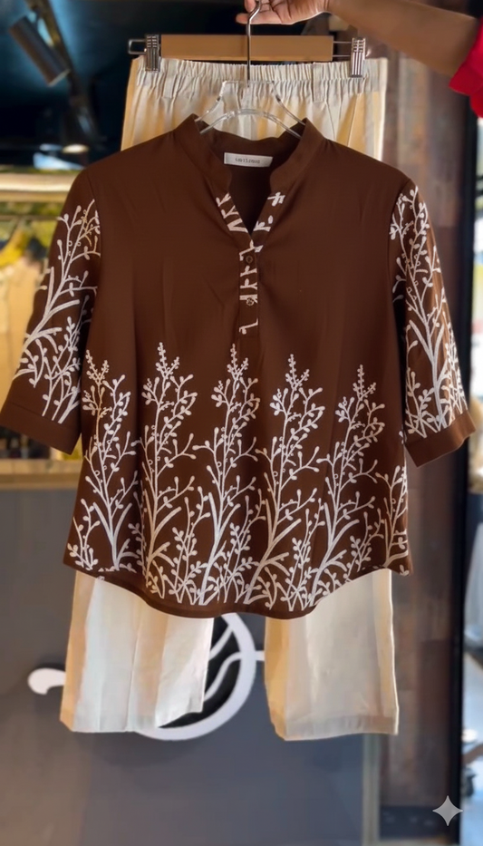 Alisha pure cotton aari work tunic top for women (Only top)