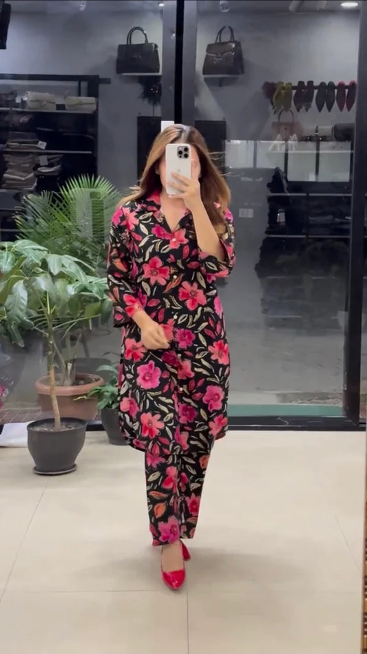 Razee Floral muslin cord set for women