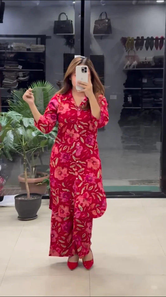 Razee Floral muslin cord set for women