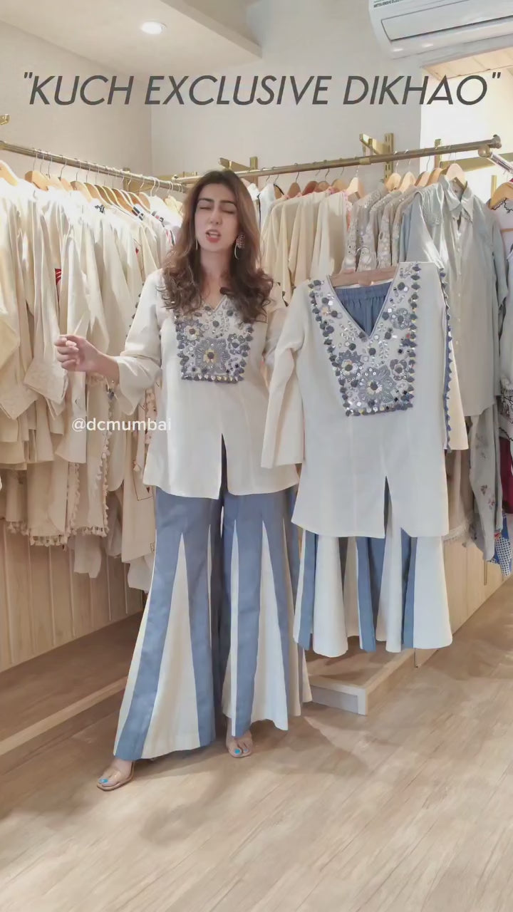 Reet beautifull Denim kali pant cordset for women.