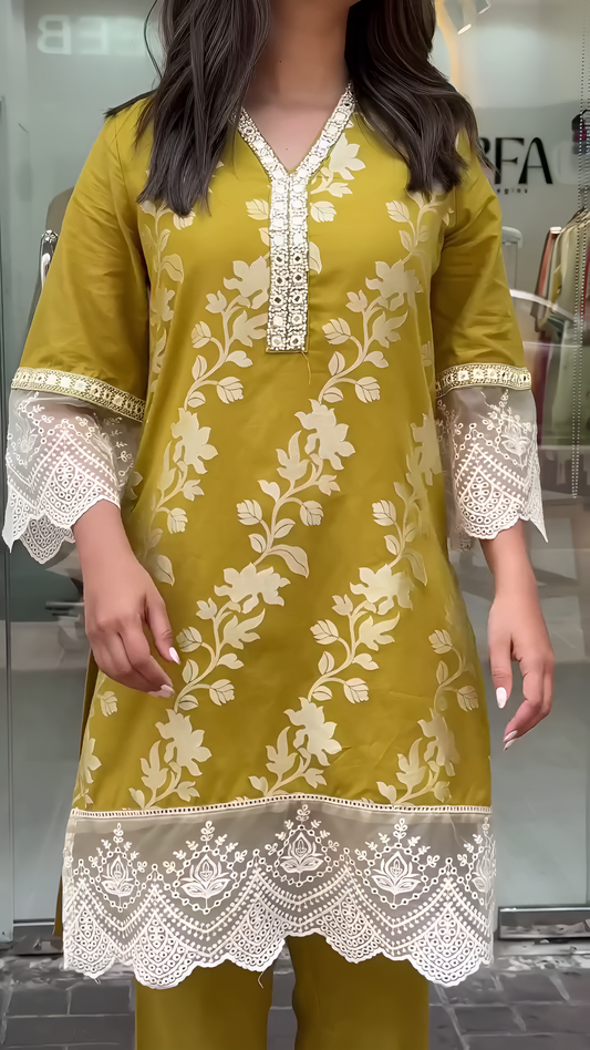 Anvi foil printed perrot cord set for women