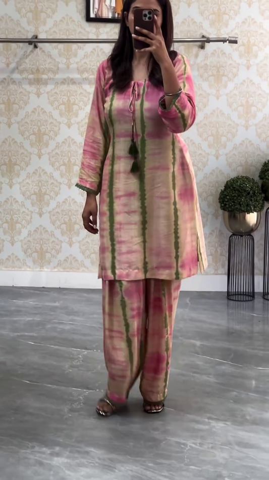 Honey Pink tie die printed summer essential salwar set