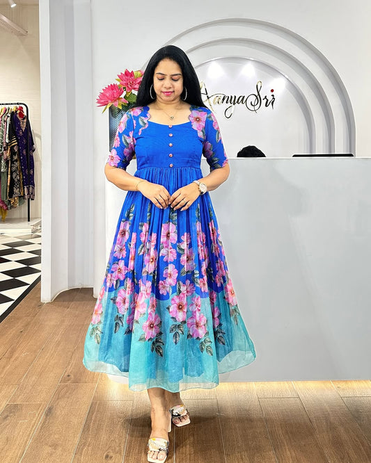 Henny kota chex western long gown for women.