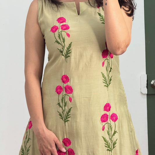 Jumun embrodairy butta work A-line kurta set for women