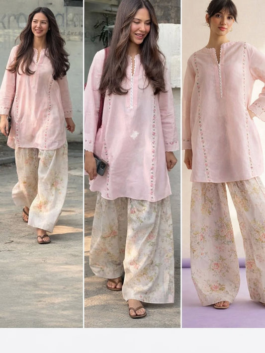 Sonam Bajwa Spooted Cotton Salwar Set.