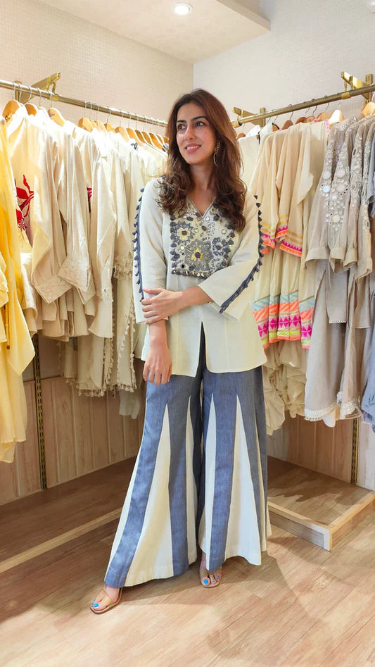 Reet beautifull Denim kali pant cordset for women.