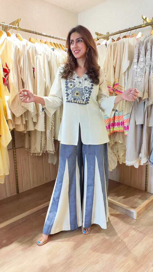 Reet beautifull Denim kali pant cordset for women.