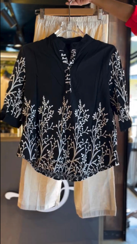 Alisha pure cotton aari work tunic top for women