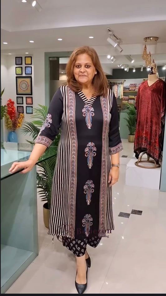 Dolly modal ajrakh printed kurta set