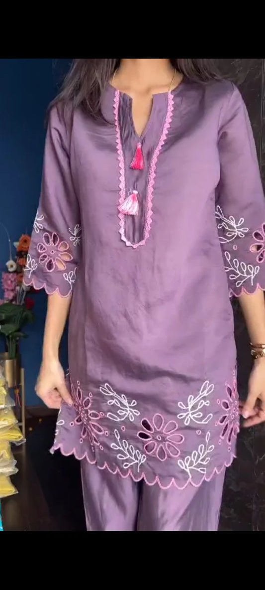 Twiffy presents perrot embrodairy cutwork cordset for women