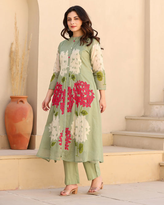 Visha Wear Mul Cotton Aline Kurta Set