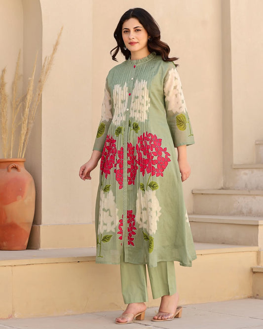 Visha Wear Mul Cotton Aline Kurta Set