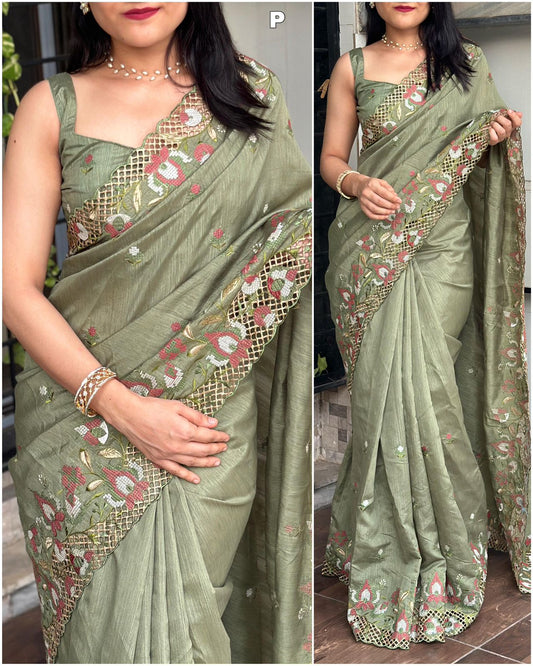 Beautiful Visca Slub Silk Saree For Women