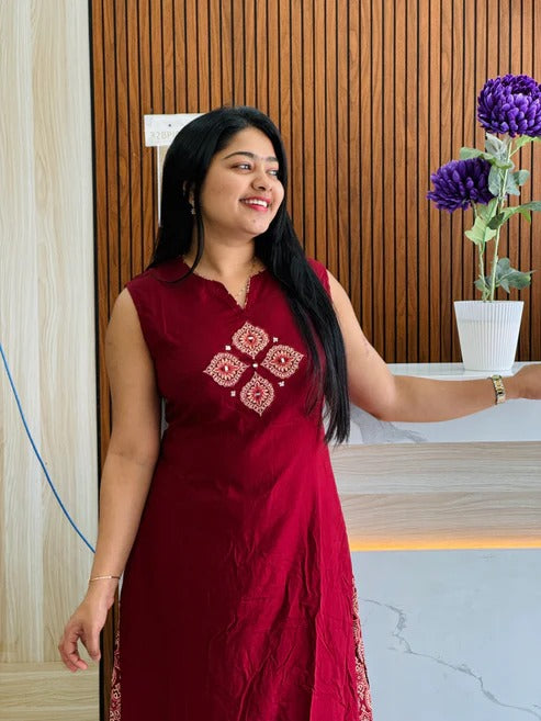 Dimple Marron Kurta With Plazzo Set For Women