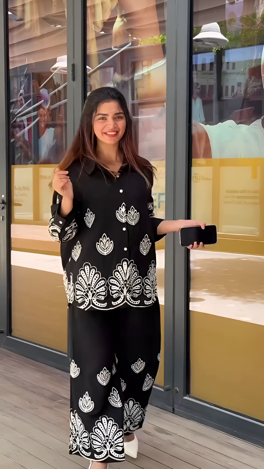 Hina Cottan Embroidert Work Cord Set For Women