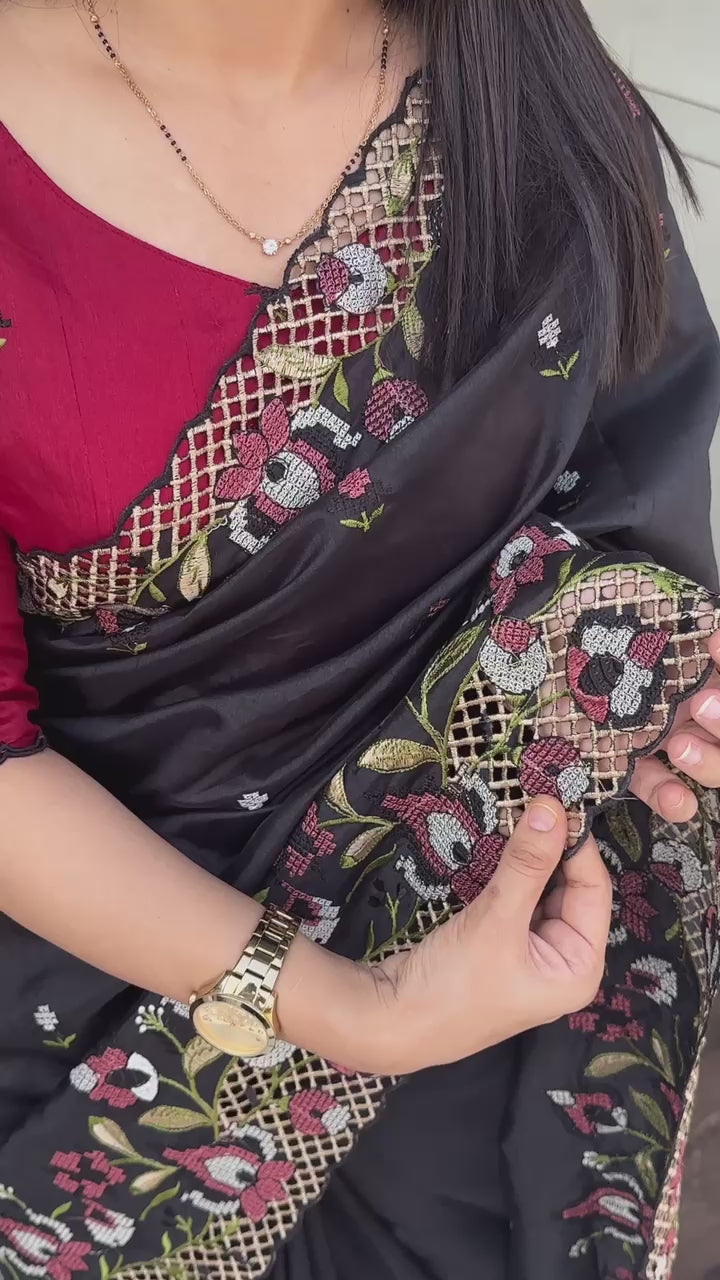 Beautiful Visca Slub Silk Saree For Women