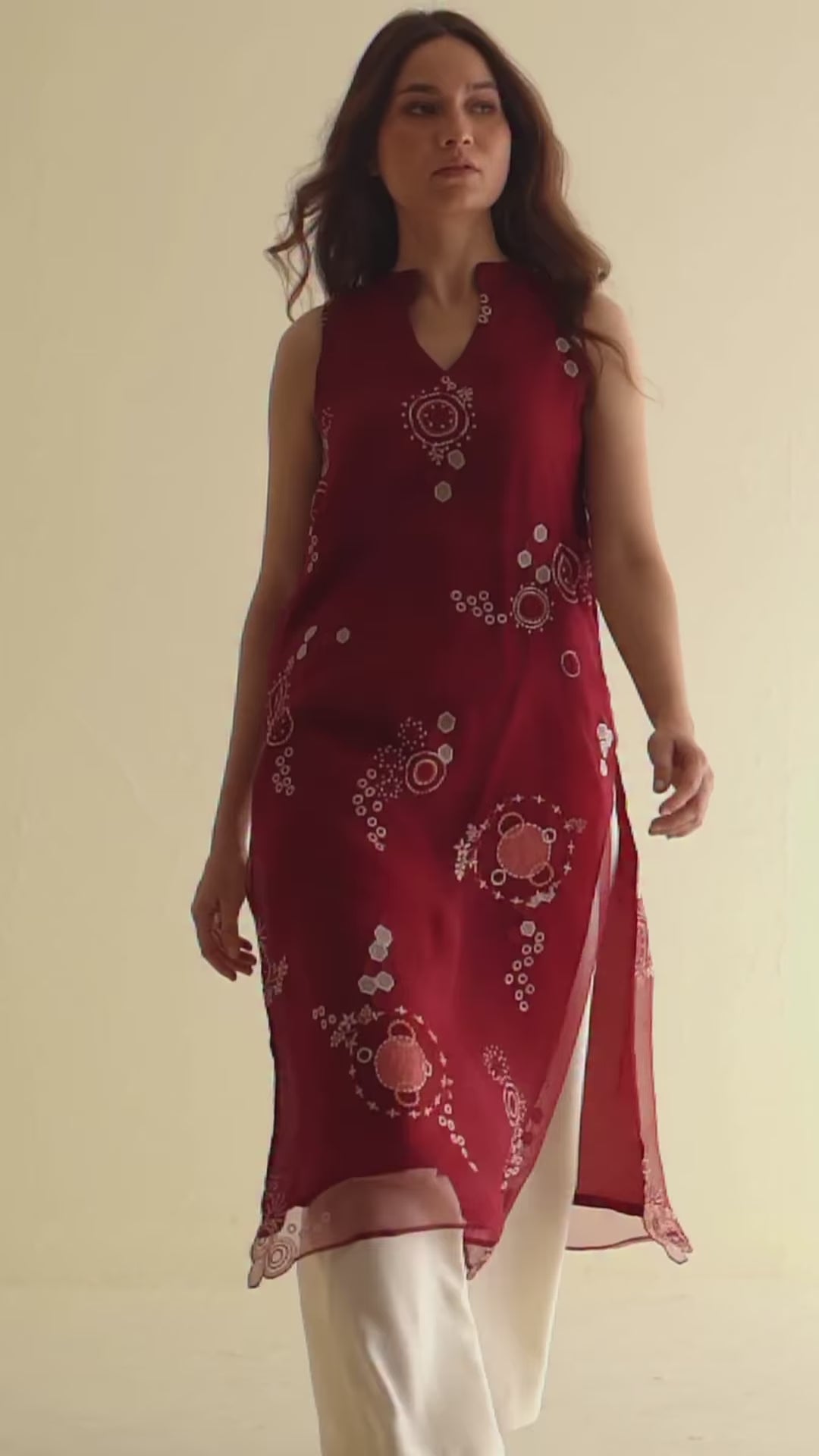 RIshta Red embrodairy worked kurta set for women