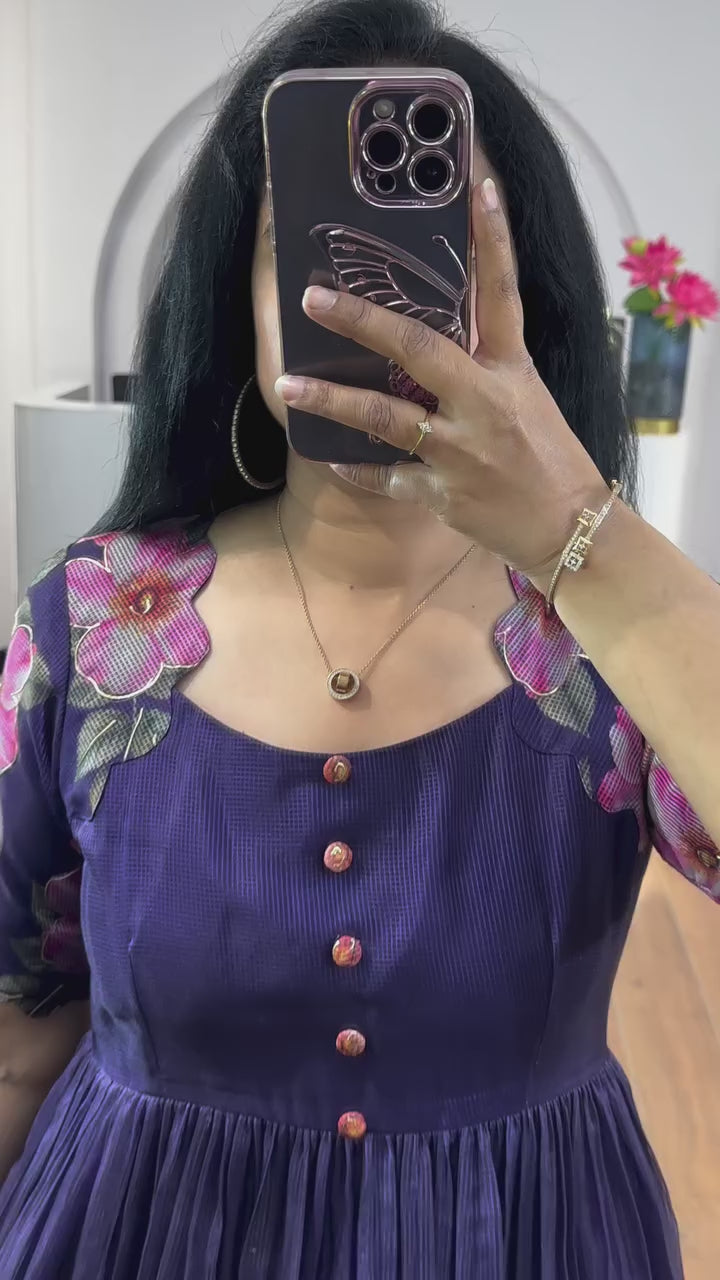 Henny kota chex western long gown for women.