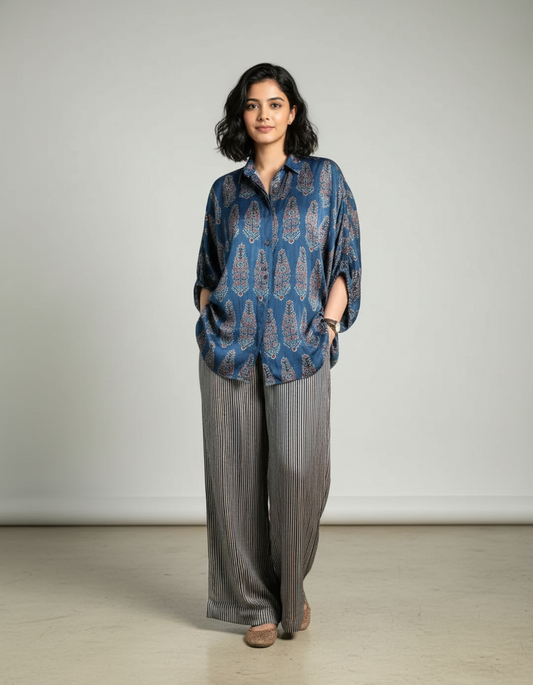 Taana Ajrakh Print Kaftan shirt cord-set for women