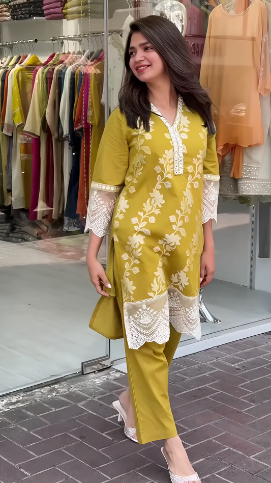 Anvi foil printed perrot cord set for women