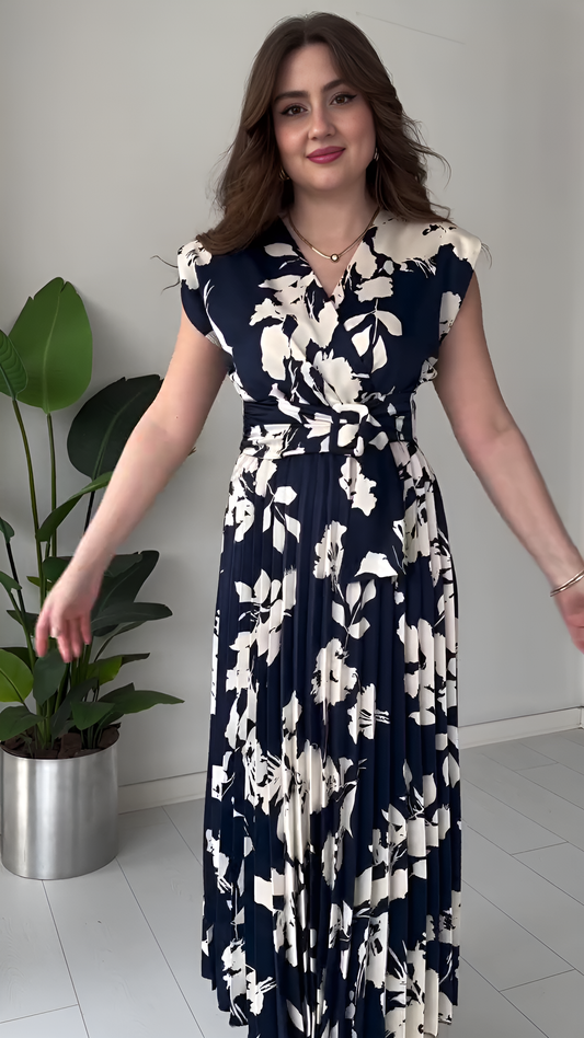 Remini casual Peplum pleated crepe dress for women